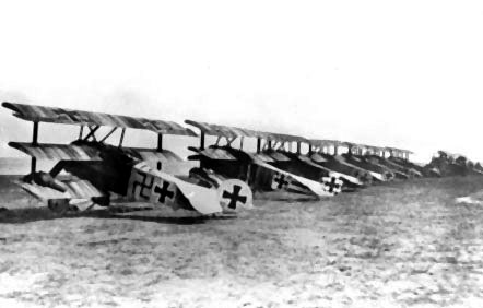 Line up of Fokker Dr.I