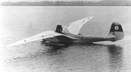 DFS Seeadler flying boat gliderwith the female pilot Hanna Reitsch