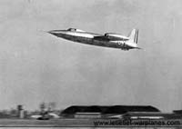 The first Trident I prototype during a low level run flying on its jet engines.