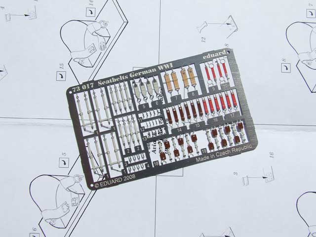 Very detailed seat belts for German model airplane kits in 1/72 scale