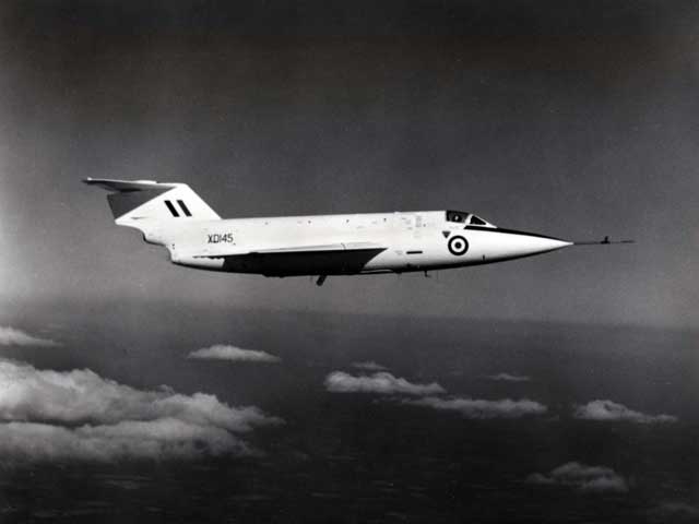 In-flight photo of the XD145, flying on turbojet power only (Saunders Roe photo)