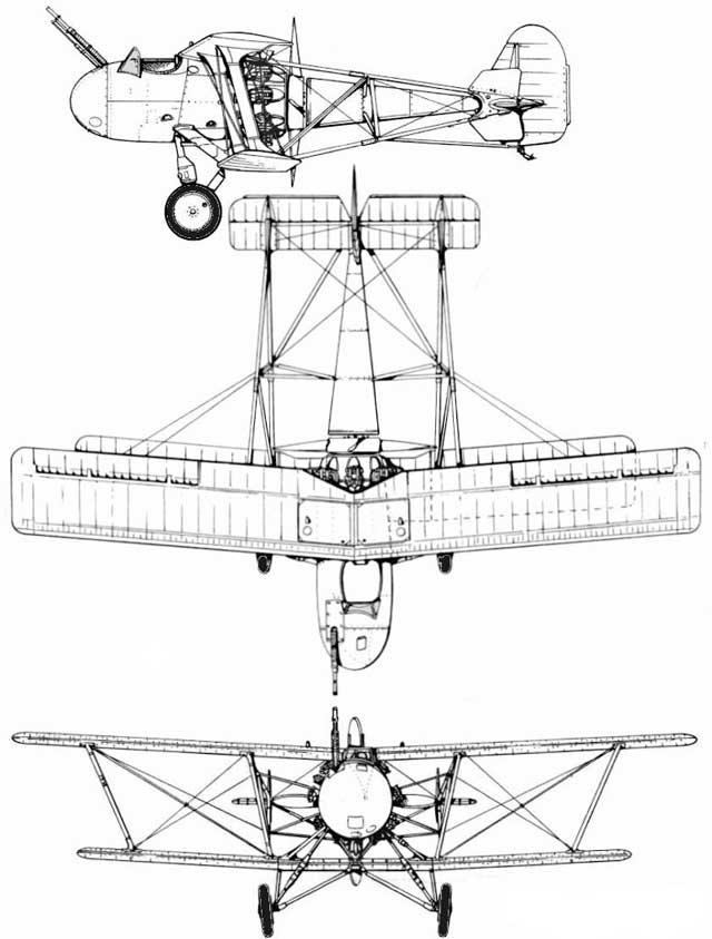 Three view drawings of Vickers COW