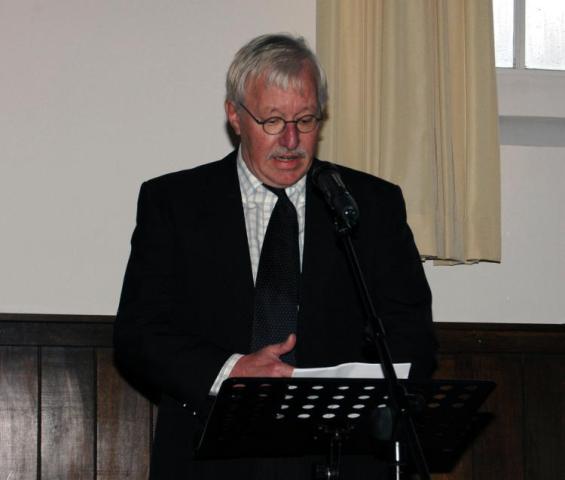 Wouter Sonderman during his opening speech in a nearby church