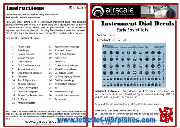 Instrument Dial Decals – Early Soviet Jets