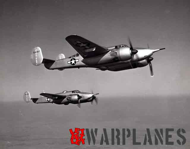 Nice in-flight picture of both Grizzly prototypes. Note pylons under the outer wing sections.  (Nico Braas collection)