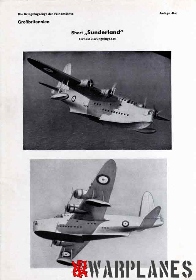 Last photo page of the German Recognition manual showing the Sunderland prototype.