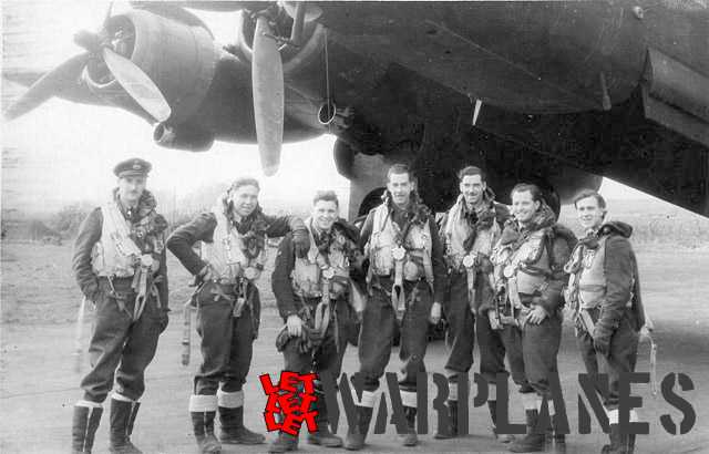 Crew and their Halifax from No.35 Sqn Pathfinder Force