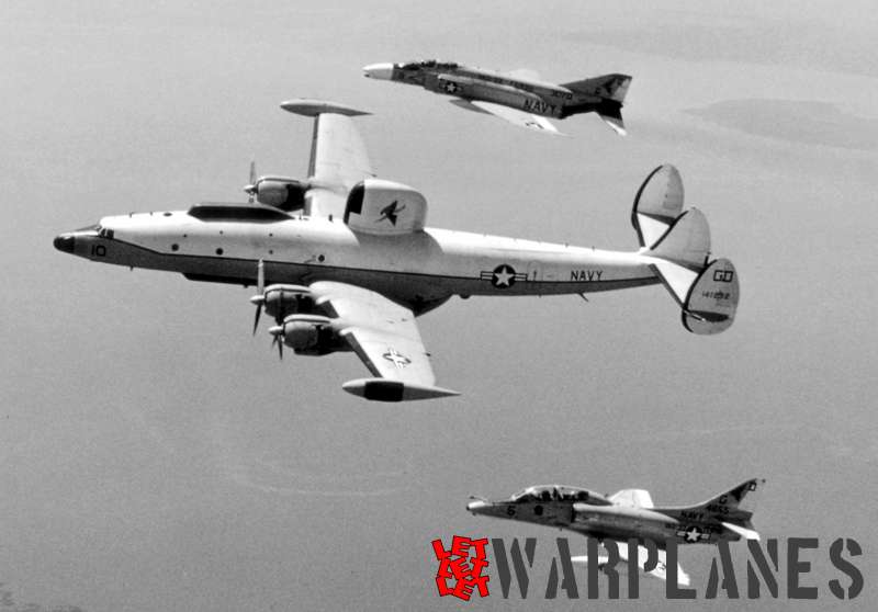 An F-4B, EA-4F and a EC-121K flying formation off of Virginia.  All aircraft shown are from VAQ-33 electronic adversary squadron