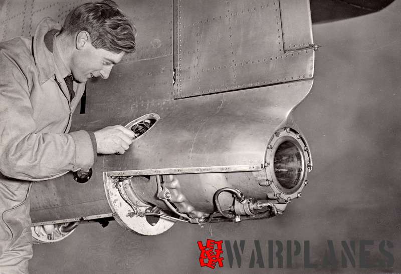 Another official Hawker photo with 'man at work' at the Snarler rocket engine