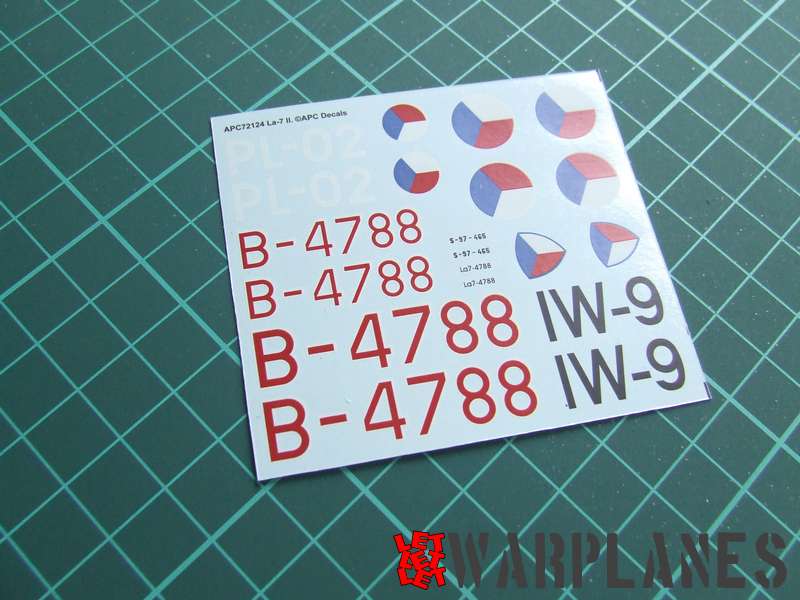 APC decals for three cannon version of La-7, 1/72 scale