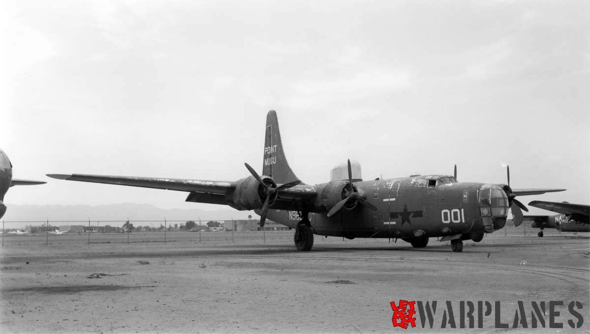 Consolidated PB4Y-2, BuNo 60001, N9680C, Phoenix, 20th August 1958. Note glass nose as well big radome at the top of fuselage.